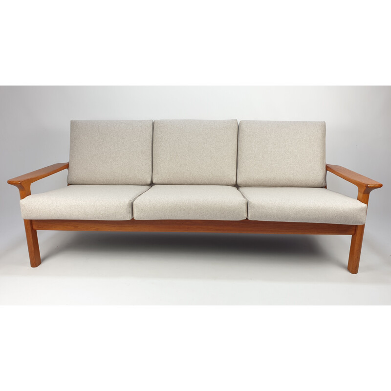 Vintage Teak Three-Seat Sofa by Juul Kristensen for Glostrup 1960s