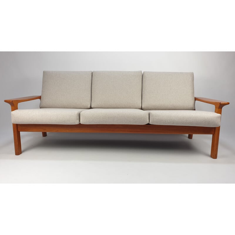 Vintage Teak Three-Seat Sofa by Juul Kristensen for Glostrup 1960s