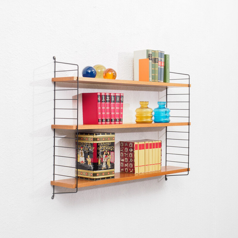 Vintage wall shelf, large teak shelves 1960s