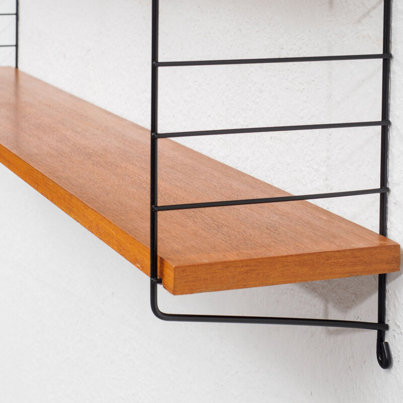 Vintage wall shelf, large teak shelves 1960s