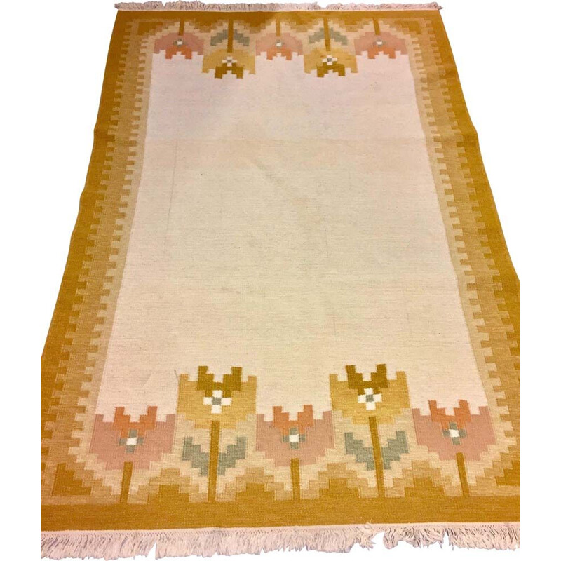 Tapis vintage Scandinave Röllakan,Suède 1950