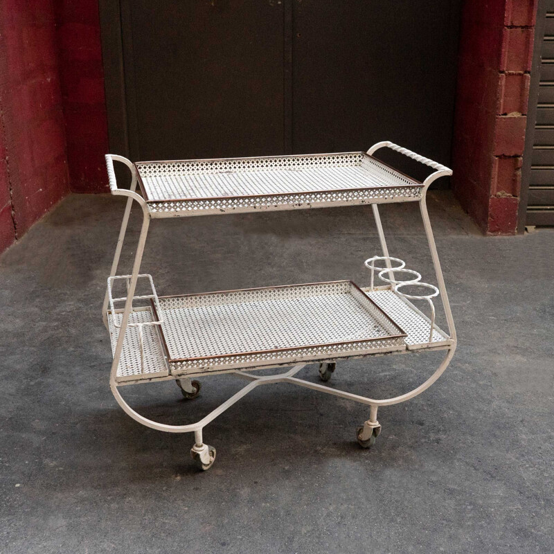 Vintage rolling brass serving table