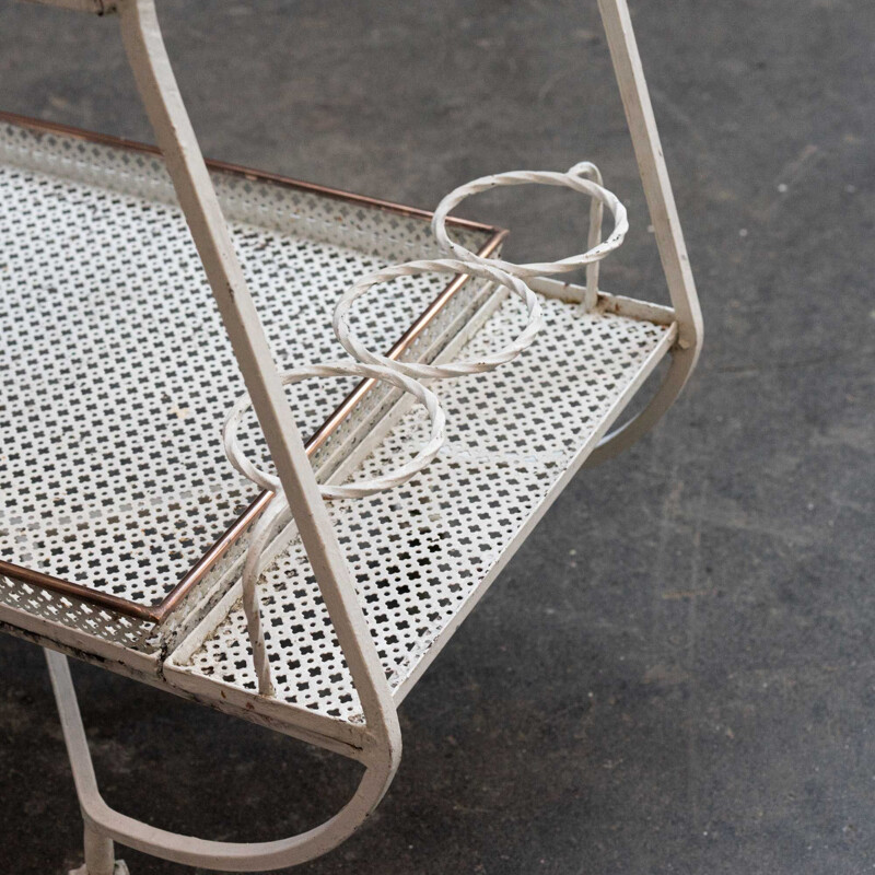 Vintage rolling brass serving table