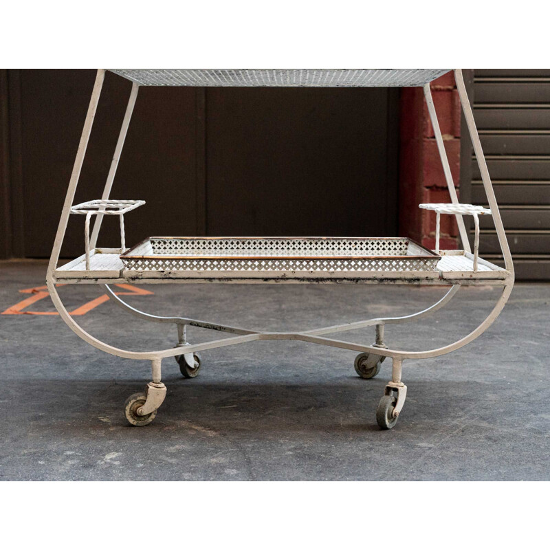 Vintage rolling brass serving table