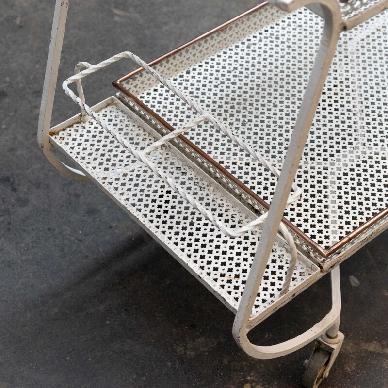 Vintage rolling brass serving table