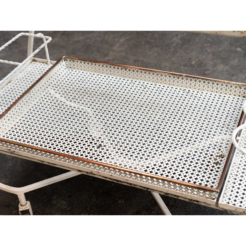 Vintage rolling brass serving table