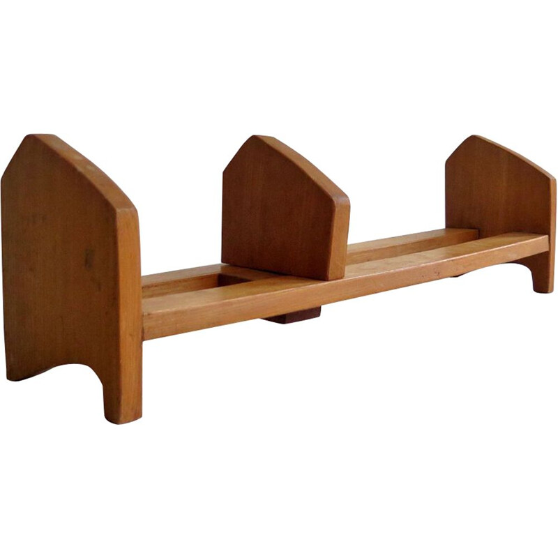 Vintage Book oak table shelf, 1950s