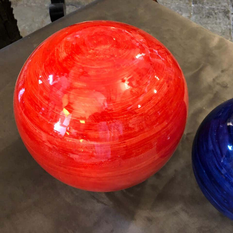 Set of 3 vintage  Unique Pieces Hand Painted Sicilian Terracotta Decorative Spheres