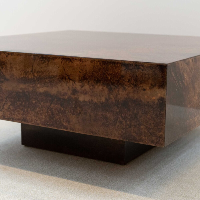 Vintage parchment coffee table Aldo Tura, 1970