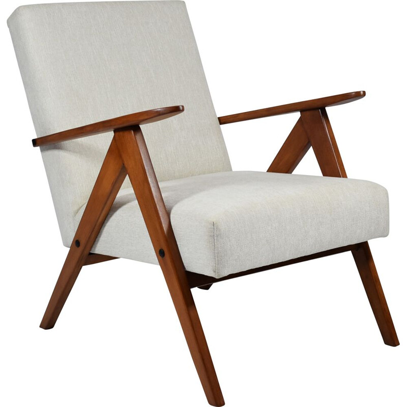 Vintage armchair VAR, 1960s, fully renovated, upholstered, beige color Scandinavian 1960