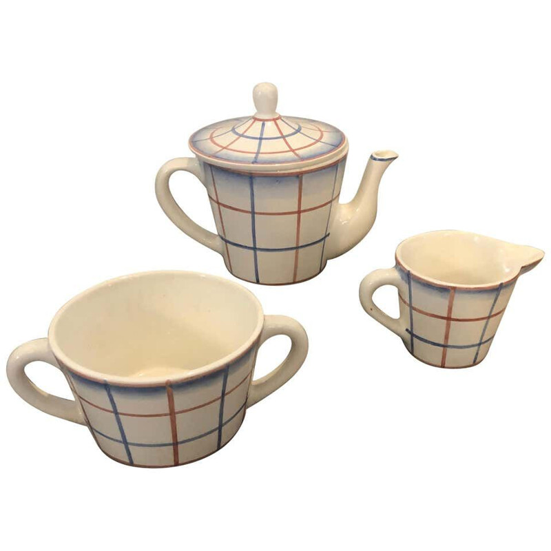 Vintage Ceramic Tea Set Designed by Gio Ponti for Richard Ginori, Art Deco 1930