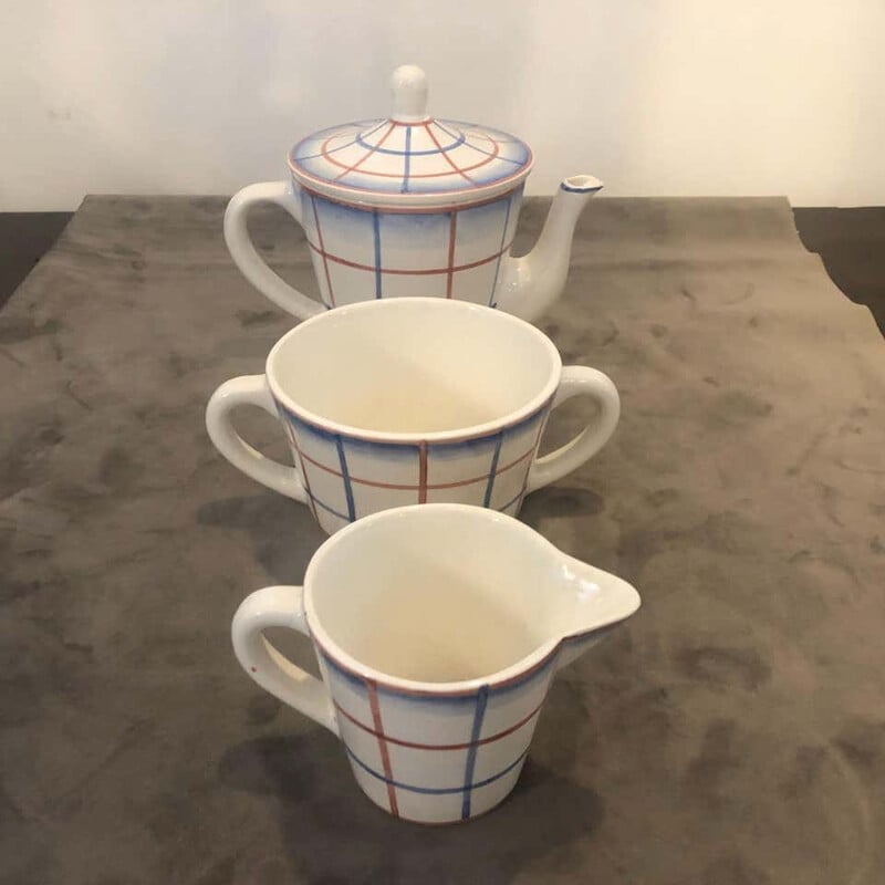 Vintage Ceramic Tea Set Designed by Gio Ponti for Richard Ginori, Art Deco 1930