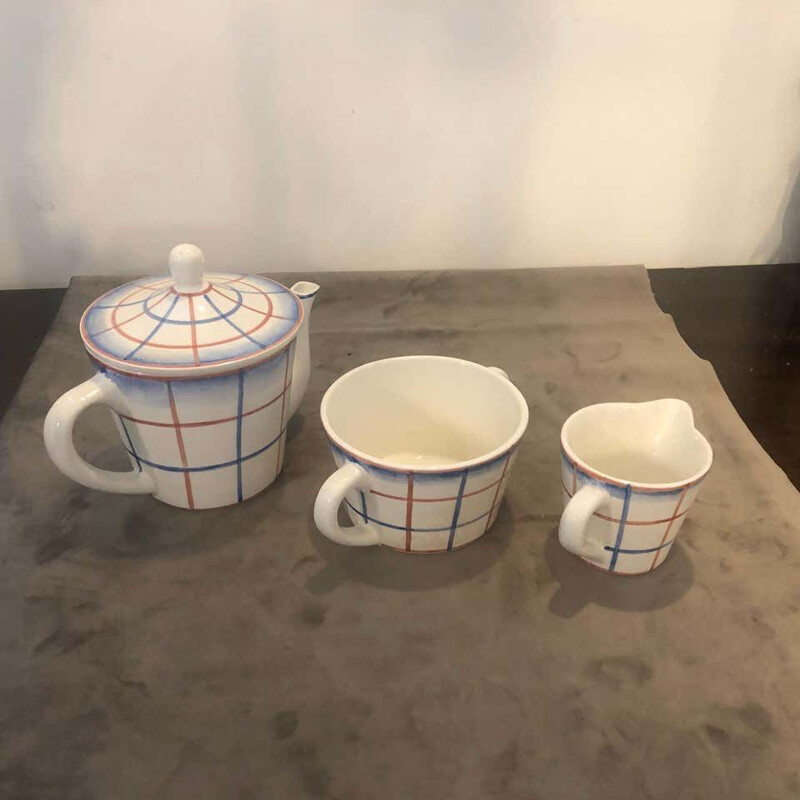 Vintage Ceramic Tea Set Designed by Gio Ponti for Richard Ginori, Art Deco 1930