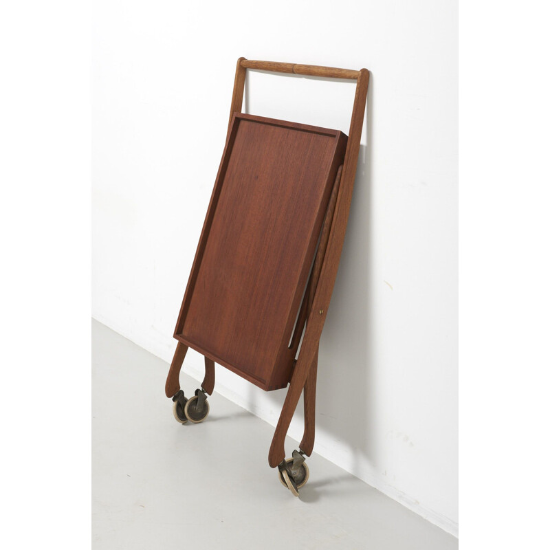 Vintage Folding Trolley in Oak and Teak  1950s