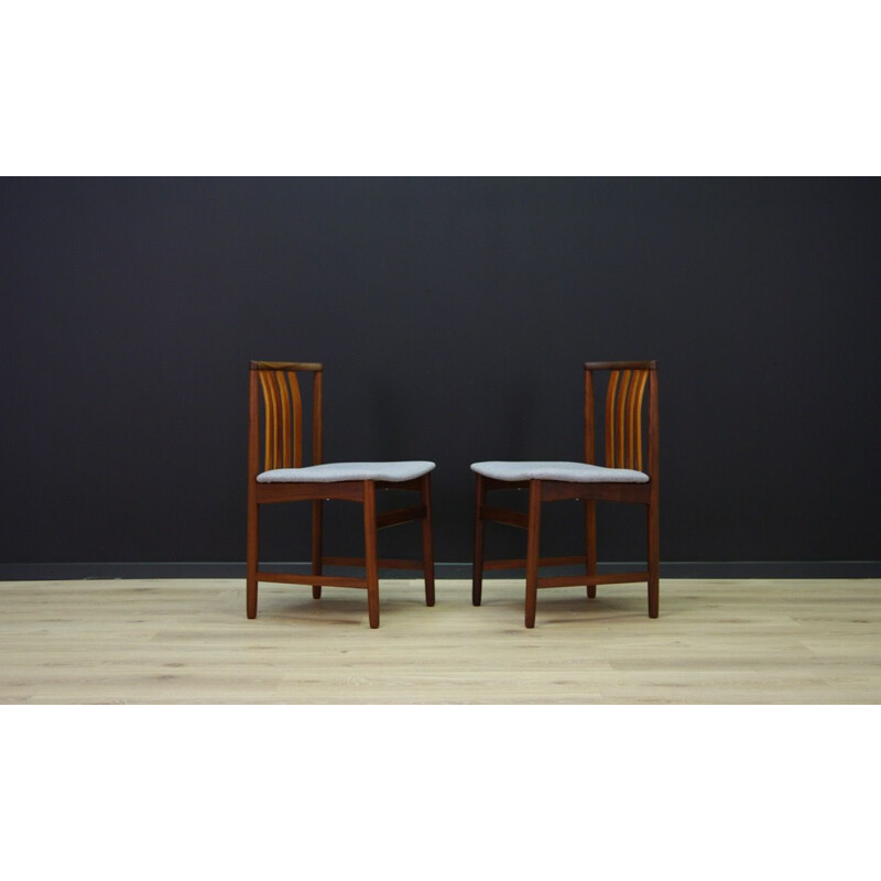 Pair of vintage gray Scandinavian chairs in teak 1970