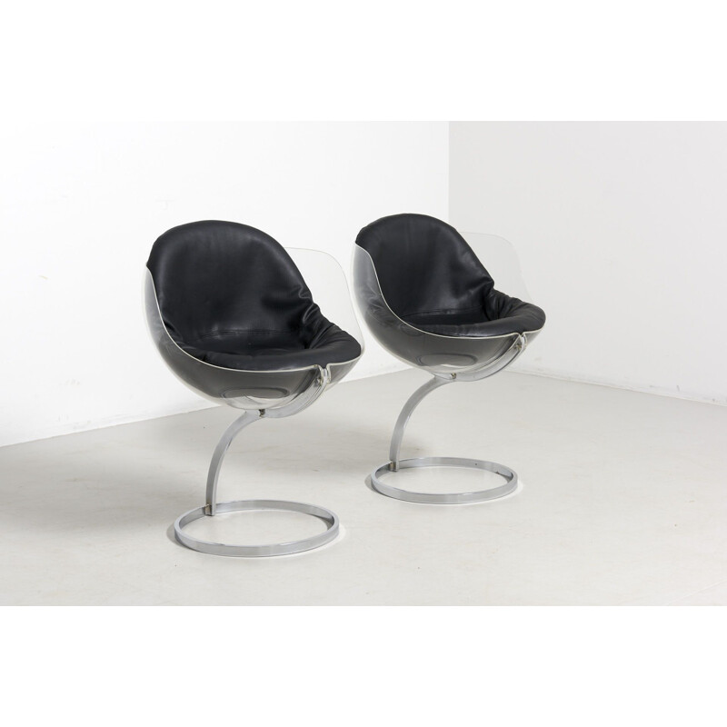 Pair of vintage 'Sphere' Dining Chairs by Boris Tabacoff for Modulaire France 1970s