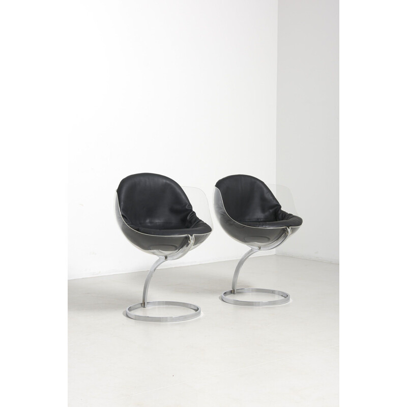 Pair of vintage 'Sphere' Dining Chairs by Boris Tabacoff for Modulaire France 1970s