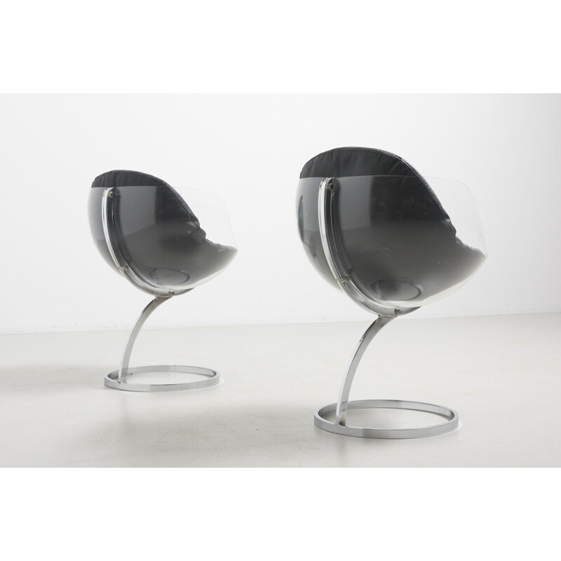 Pair of vintage 'Sphere' Dining Chairs by Boris Tabacoff for Modulaire France 1970s