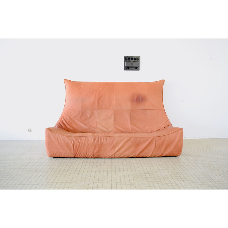 Vintage Montis Florence 'The Rock' 3-seater sofa in terracotta red leather  by Gerard van den Berg