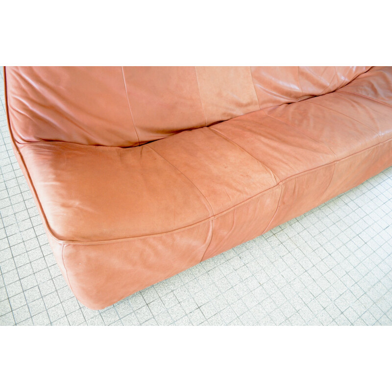 Vintage Montis Florence 'The Rock' 3-seater sofa in terracotta red leather  by Gerard van den Berg