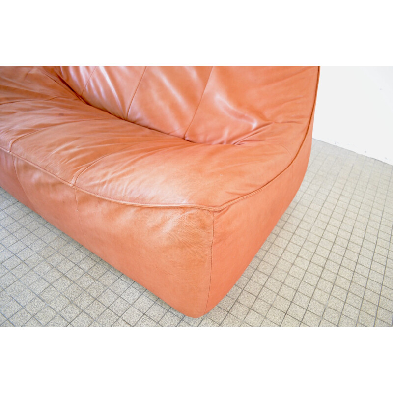 Vintage Montis Florence 'The Rock' 3-seater sofa in terracotta red leather  by Gerard van den Berg