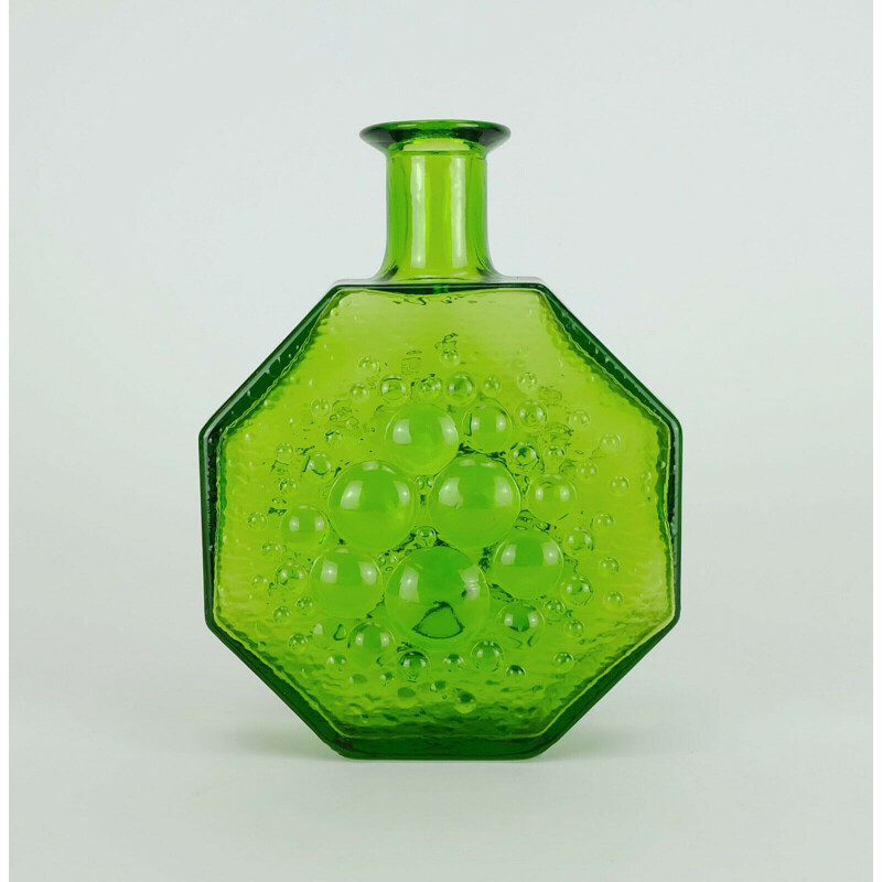 Vintage Vase green glass stella polaris nanny still riihimaen lasi finland 1960