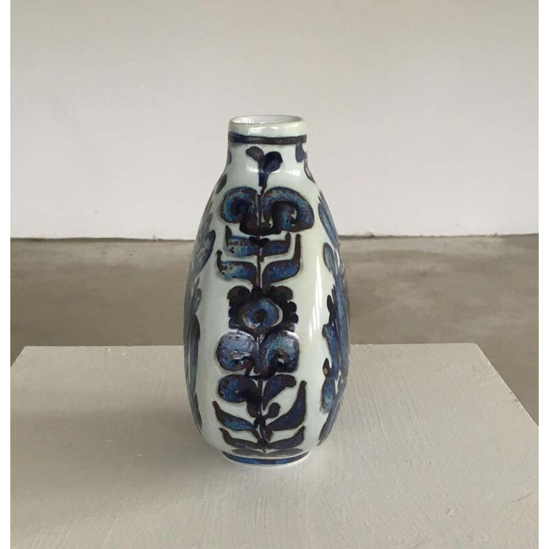 Vase vintage de décoration florale par Royal Copenhagen Aluminia Kari Christensen, Danemark 1960