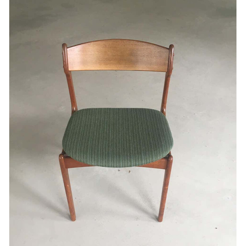 Ensemble de 6 chaises vintage en teck, Inc. Reupholstery par Erik Buch Danois