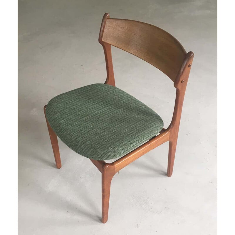 Set van 6 vintage teakhouten stoelen, herstoffering door Erik Buch Dane