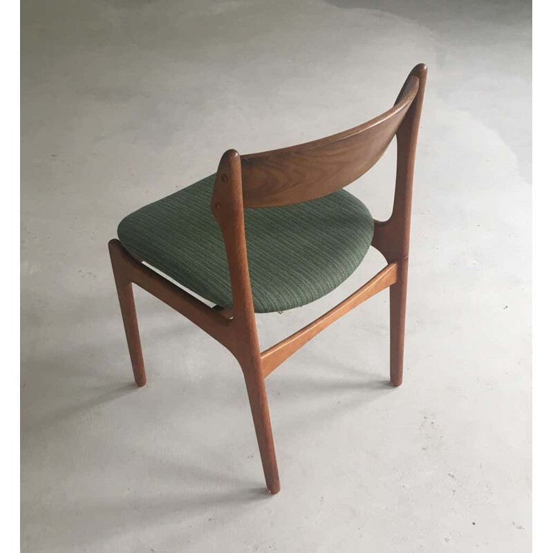 Set van 6 vintage teakhouten stoelen, herstoffering door Erik Buch Dane