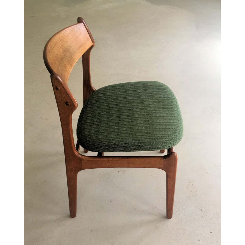 Juego de 6 sillas vintage de teca, retapizado por Erik Buch Dane