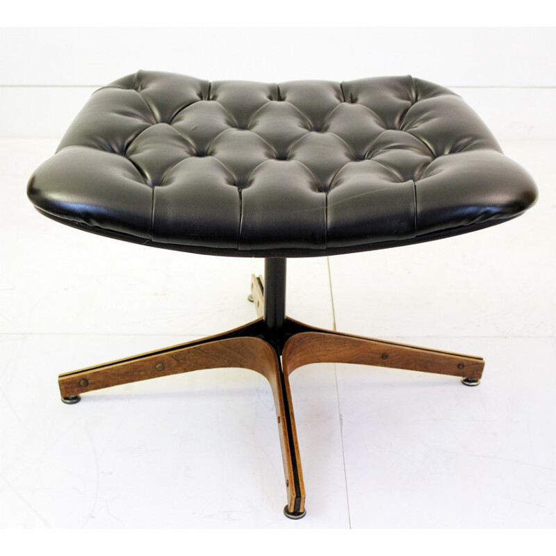 Plycraft armchair and ottoman in wood and leatherette, George MULHAUSSER - 1960s