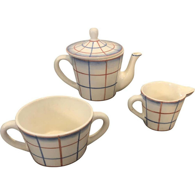 Vintage Ceramic Tea Set Designed by Gio Ponti for Richard Ginori, Art Deco 1930