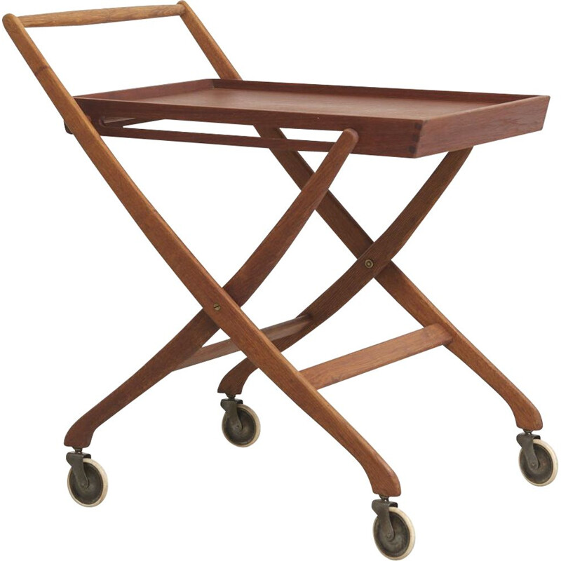 Vintage Folding Trolley in Oak and Teak  1950s