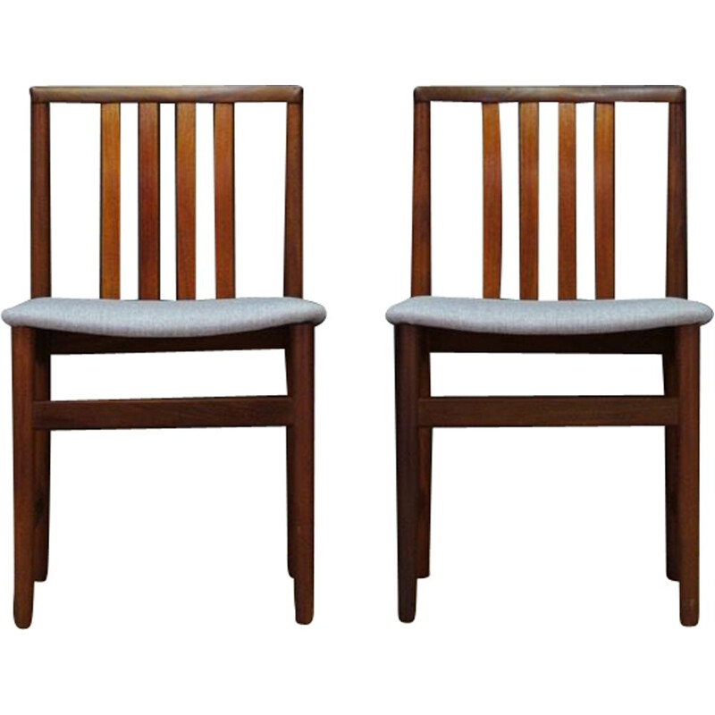 Pair of vintage gray Scandinavian chairs in teak 1970