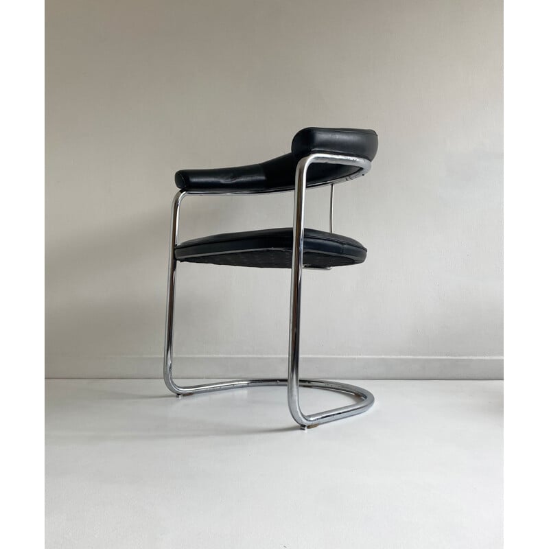 Pair of vintage Leather and Chrome Cantilever Chair Anton Lorenz  Bauhaus