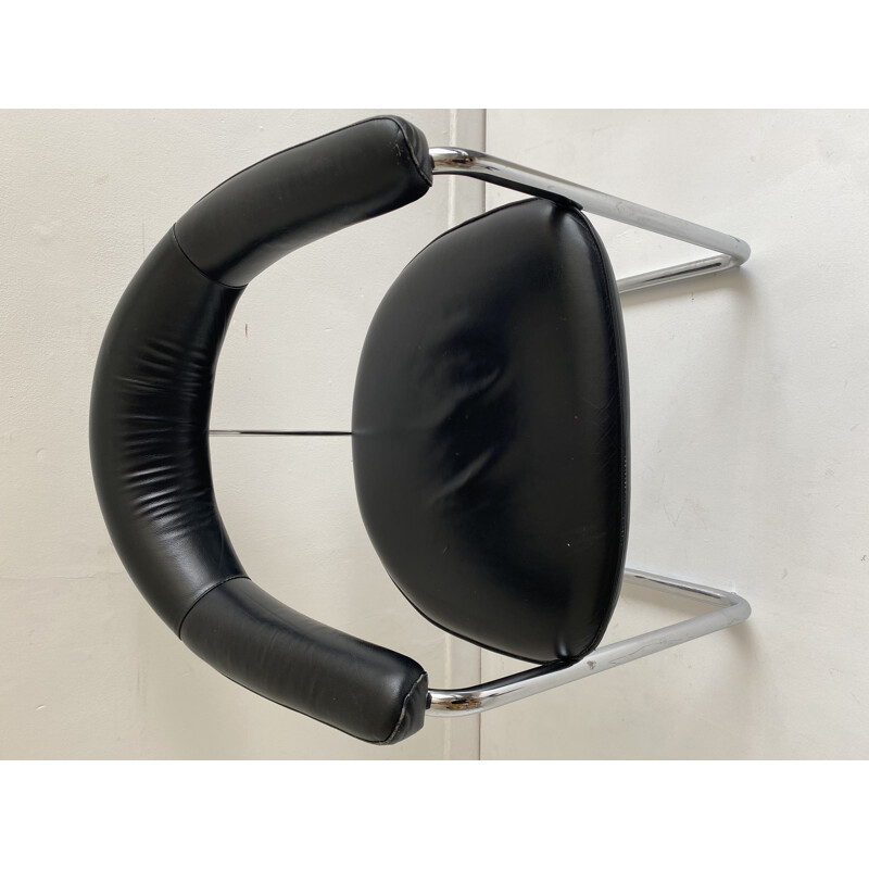 Pair of vintage Leather and Chrome Cantilever Chair Anton Lorenz  Bauhaus