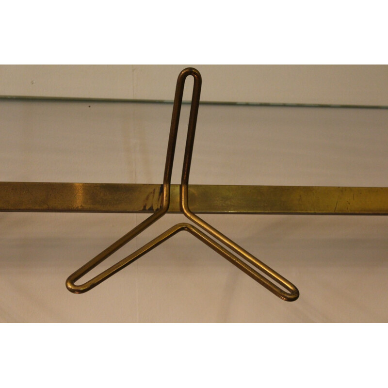 Mid-century coat rack in brass, wood and glass, Ico PARISI - 1960s