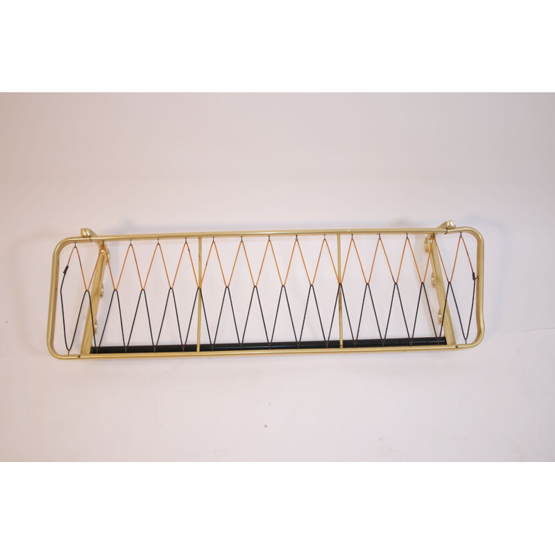 Vintage wall coat rack with hooks & braided hat rack, 1960s 