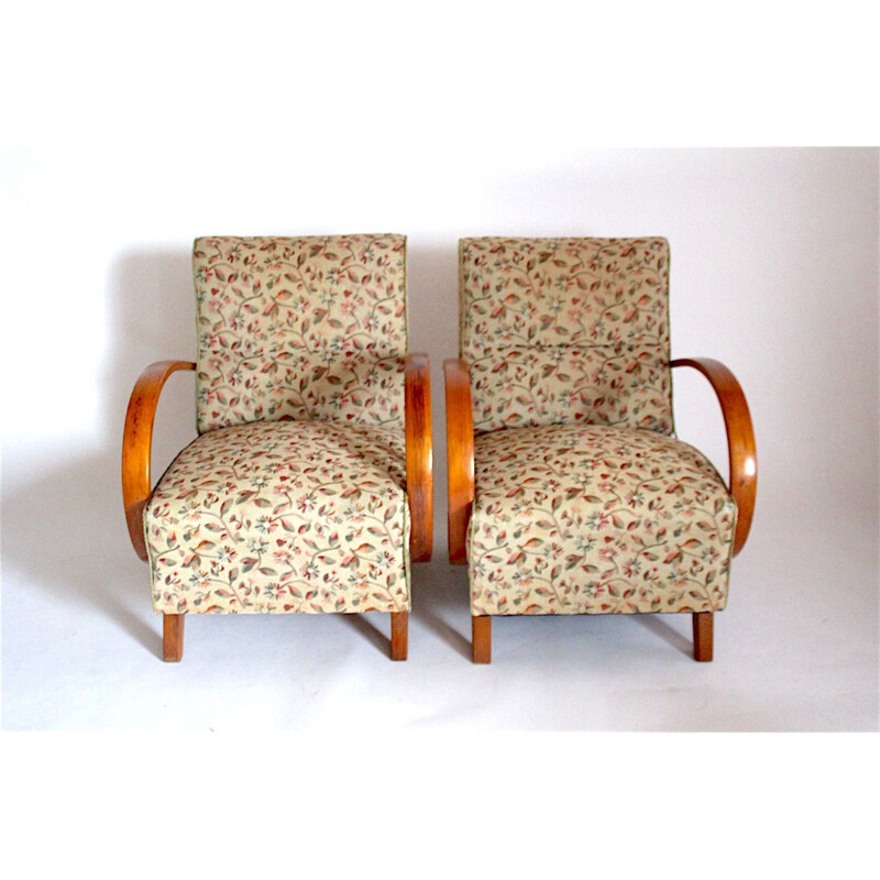 Set of 2 vintage armchairs designed by Jindřich Halabala, 1950s