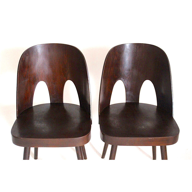 Pair of vintage wooden chairs by Oswald Haerdtl for Ton Bystřice pod Hostýnem, Czechoslovakia 1955