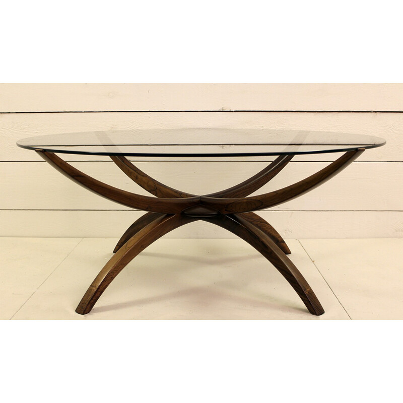 Mid-century coffe table in palissander and glass - 1960s