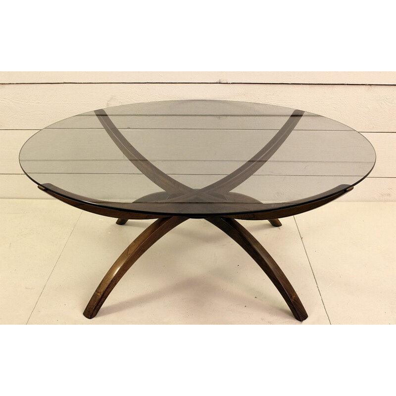 Mid-century coffe table in palissander and glass - 1960s