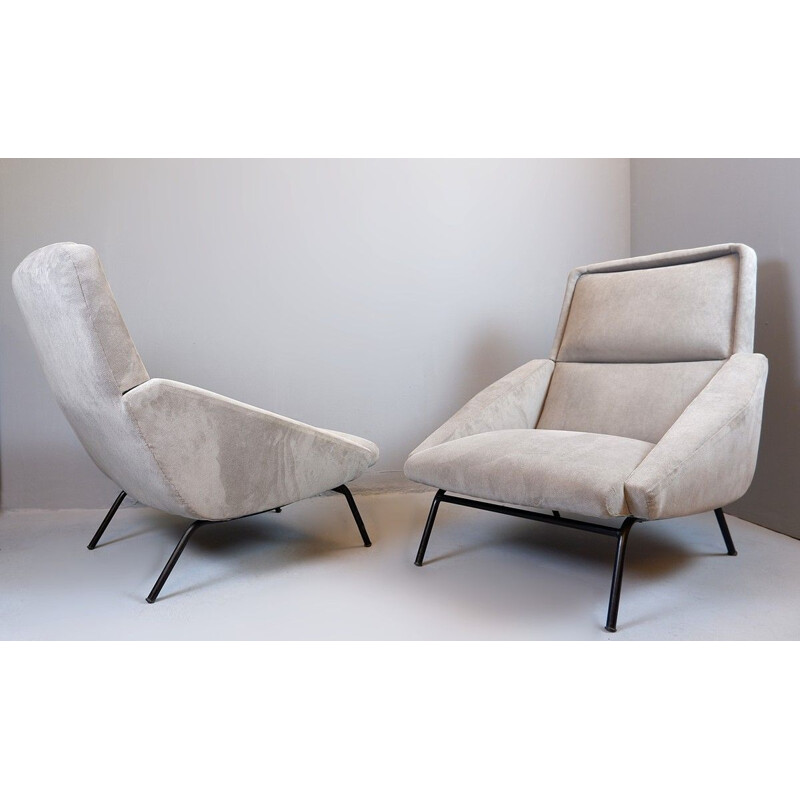 Pair of vintage lounge armchairs by Gérard Guermonprez - English 1950