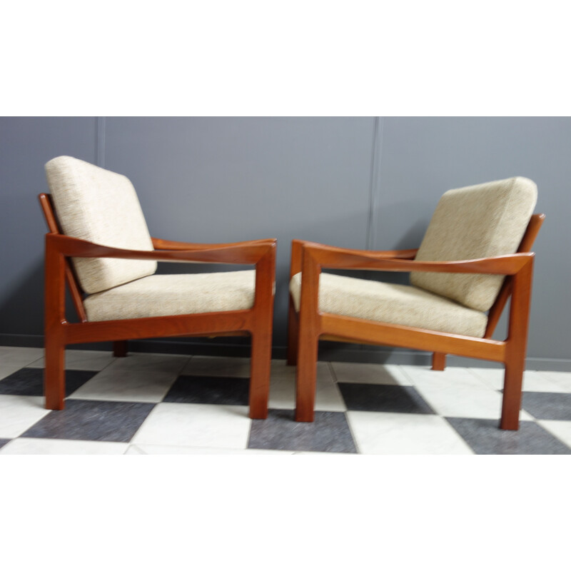 Pair of vintage armchairs for Niels Eilersen by Illum Wikkelso Denmark 1960