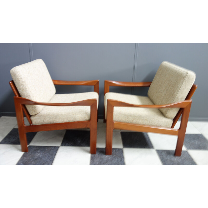 Pair of vintage armchairs for Niels Eilersen by Illum Wikkelso Denmark 1960