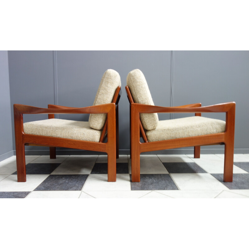 Pair of vintage armchairs for Niels Eilersen by Illum Wikkelso Denmark 1960