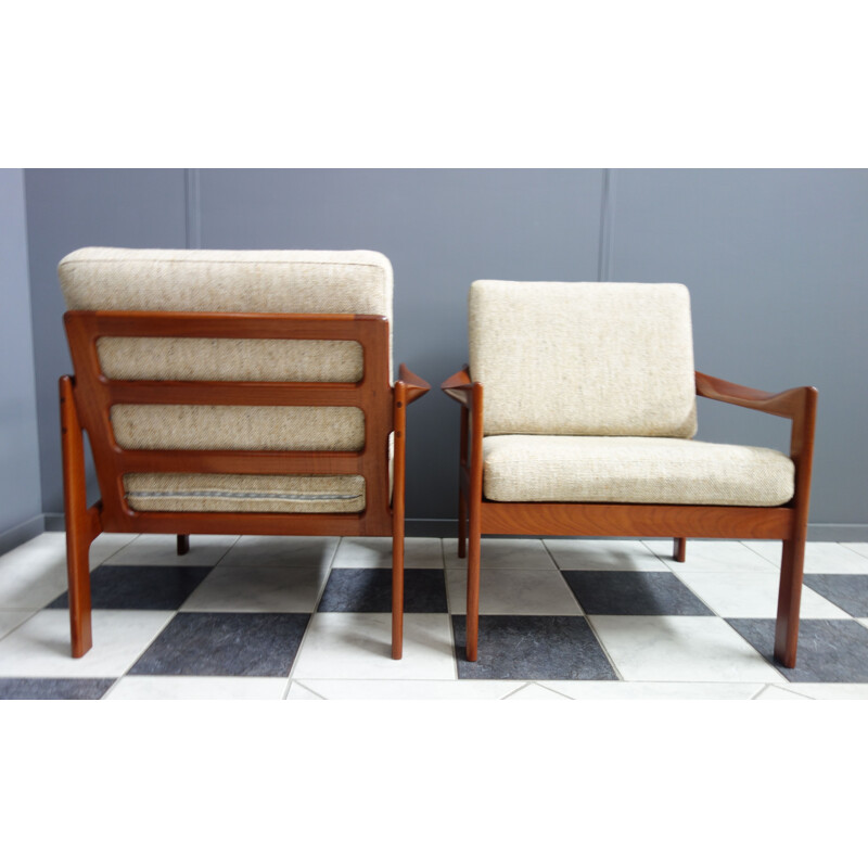 Pair of vintage armchairs for Niels Eilersen by Illum Wikkelso Denmark 1960