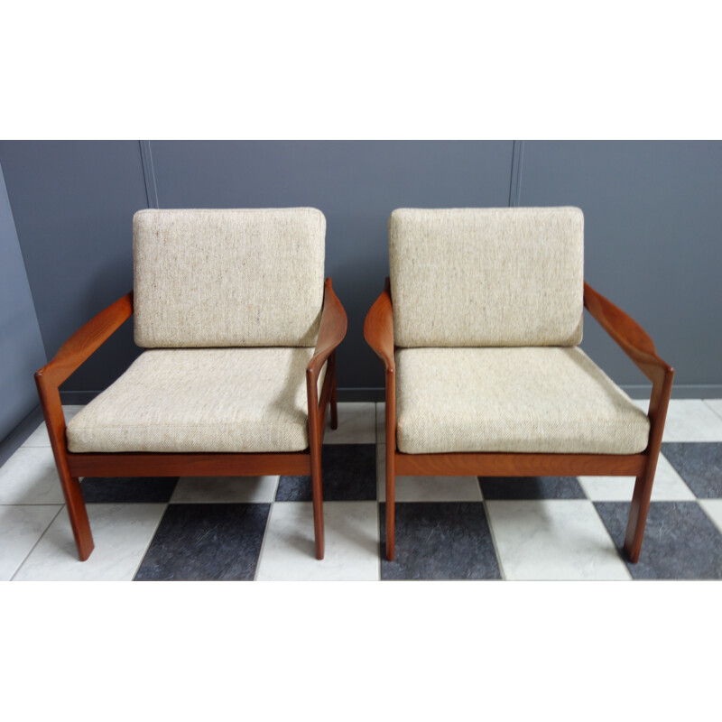 Pair of vintage armchairs for Niels Eilersen by Illum Wikkelso Denmark 1960