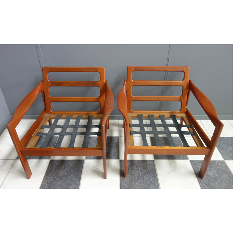 Paire de fauteuils vintage pour Niels Eilersen par Illum Wikkelso Danemark 1960